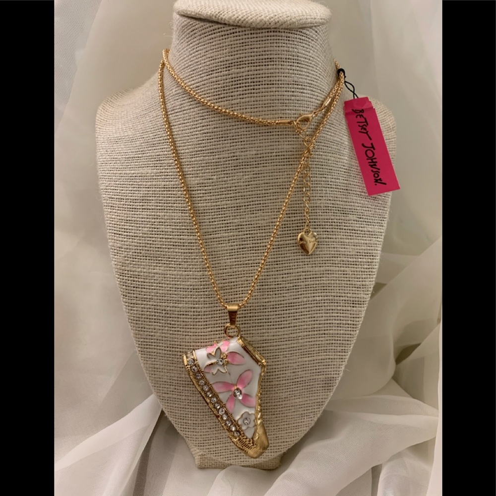 Betsey Johnson Necklace with Gym Shoe charm.